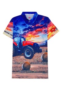 Custom Short Sleeve Polo Shirt Fashion Design Chest Pocket Whole Print Australian Agricultural Sublimation Sublimation Center Large Mechanical Engineering P1402